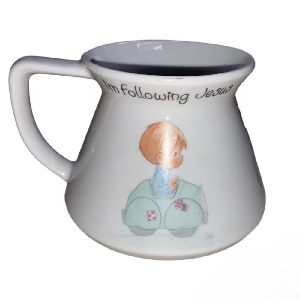 The Enesco Precious Moments 1986 Coffee Mug "I'm Following Jesus" slip resistant